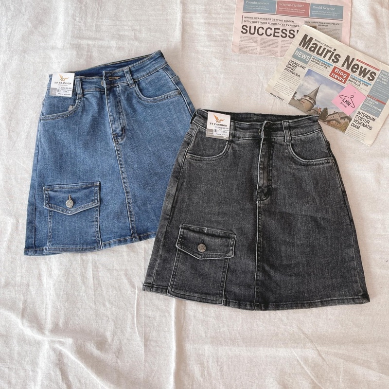 chân váy jeans lưng cao co giãn tốt xịn đẹp ( hình thật kèm video) | BigBuy360 - bigbuy360.vn