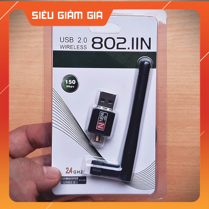 USB 2.0 Thu Sóng Wifi WIRELESS 802.11N có anten 150Mbps 2.4 GHZ - Giá Rẻ