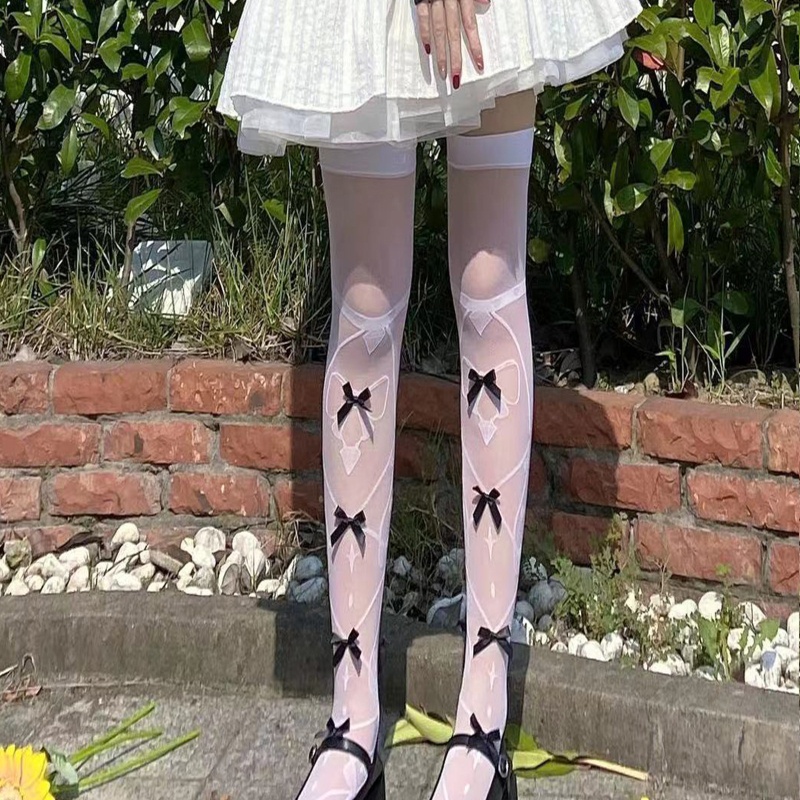 Xixi Vớ Dài Qua Gối Đính Nơ Phong Cách Lolita 3D