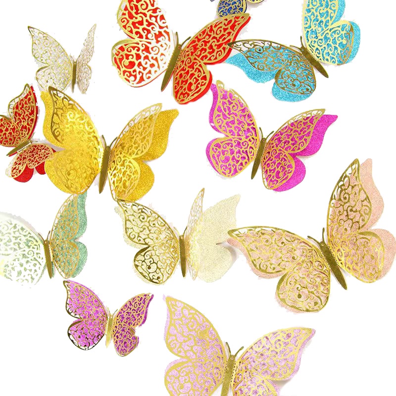 Miếng Dán Tường Trang Trí Hình Bướm 3D Nhiều Màu Sắc Dành Cho Phòng Trẻ Em DIY