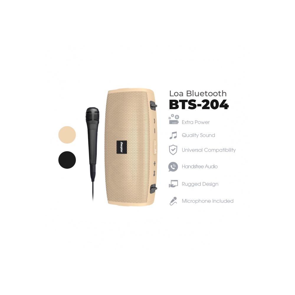 Loa Bluetooth Energizer BTS-204 kèm Micro Karaoke [CHÍNH HÃNG PHÂN PHỐI VN, BẢO HÀNH 24 THÁNG]