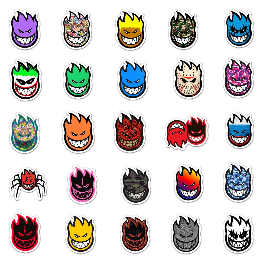 Set 50 Sticker hoạt hình chủ đề spitfire Trang Trí Chống Thấm Nước dán mũ bảo hiểm, vali, laptop, ván trượt 116