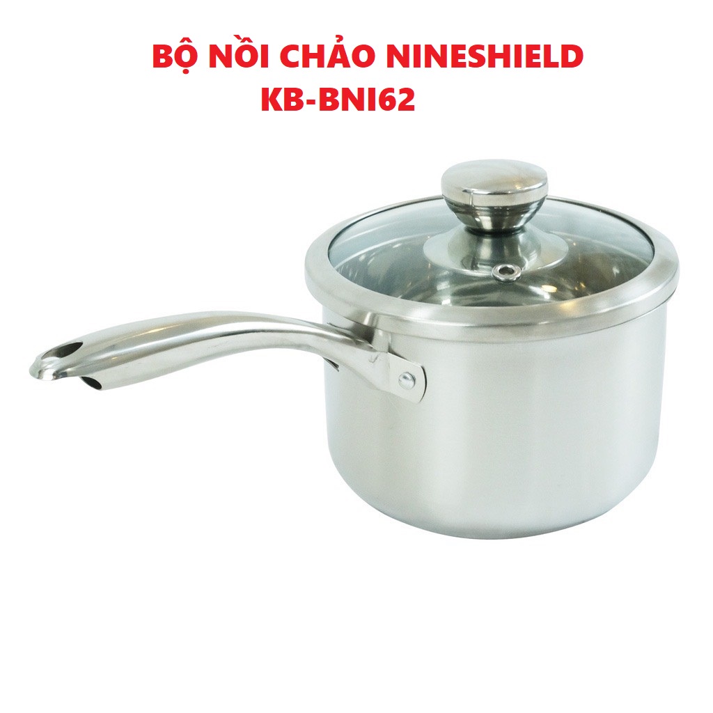 BỘ NỒI CHẢO INOX 3 MÓN NINESHIELD KB- BNI62 HÀNG CAO CẤP