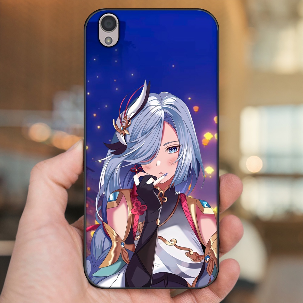 Ốp lưng Oppo A37 Neo 9, F1 Plus viền đen in hình Shenhe Genshin Impact