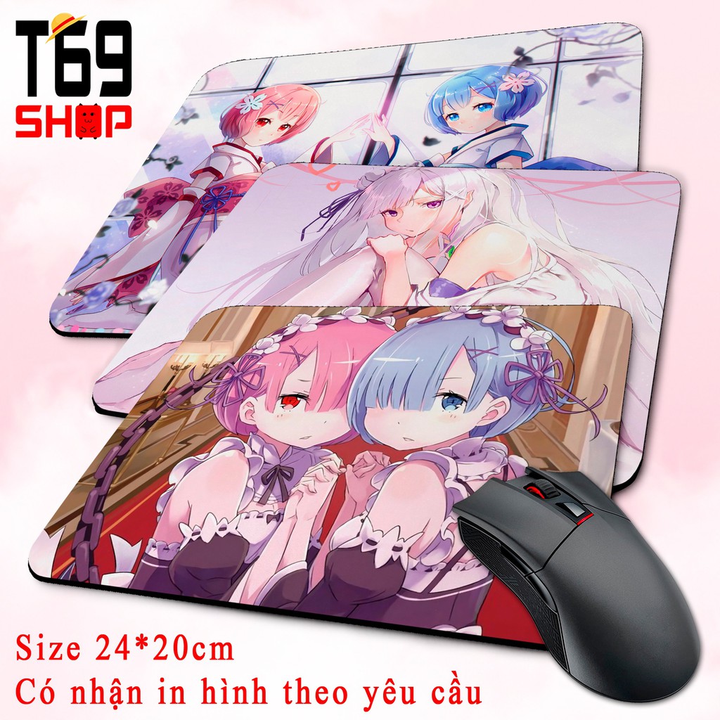 [Có nhiều mẫu] Lót chuột anime Re: Zero - Size 24x20cm