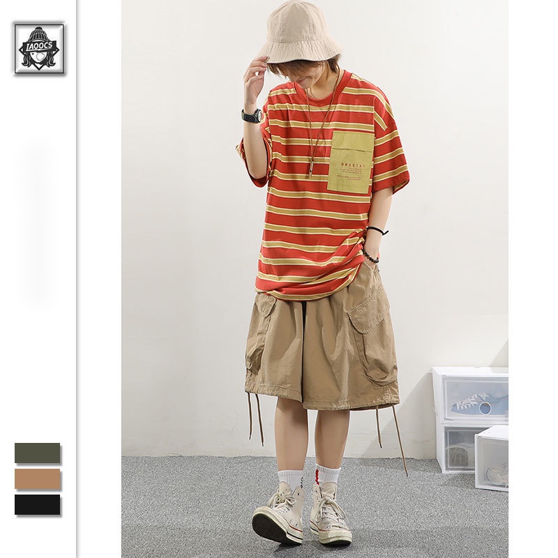 Quần Short Ống Rộng Có Túi Lớn Phong Cách Đường Phố Nhật Bản Thời Trang Mùa Hè Cho Nam Và Nữ