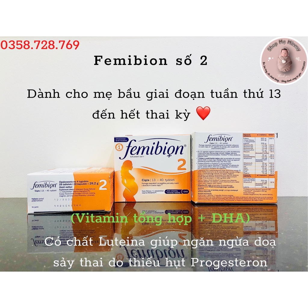 [Rẻ vô địch] [Chính hãng] Vitamin Femibion Số 2 Dành Cho Mẹ Bầu Từ 13 Tuần Đến Cuối Thai Kì