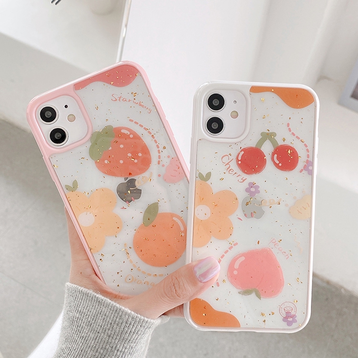 Ốp iphone - Ốp lưng viền Hoa và quả kim tuyến 6s/6plus/6s plus/7/8/7plus/8plus/x/xs/xsmax/11/11promax - Awifi Case | BigBuy360 - bigbuy360.vn