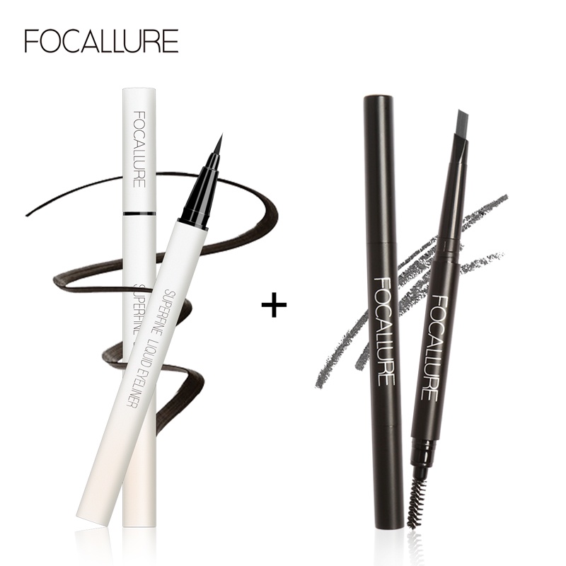 FOCALLURE Eye Makeup Set Superfine Eyeliner + Long-lasting Eyebrow Pencil