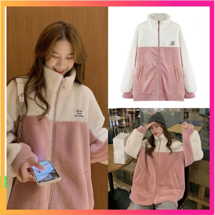 Áo Khoác Lông Logo JEONG Phối Màu