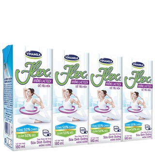 SỮA TIỆT TRÙNG VINAMILK FLEX KHÔNG LACTOSE - LỐC 4 HỘP X 180ML
