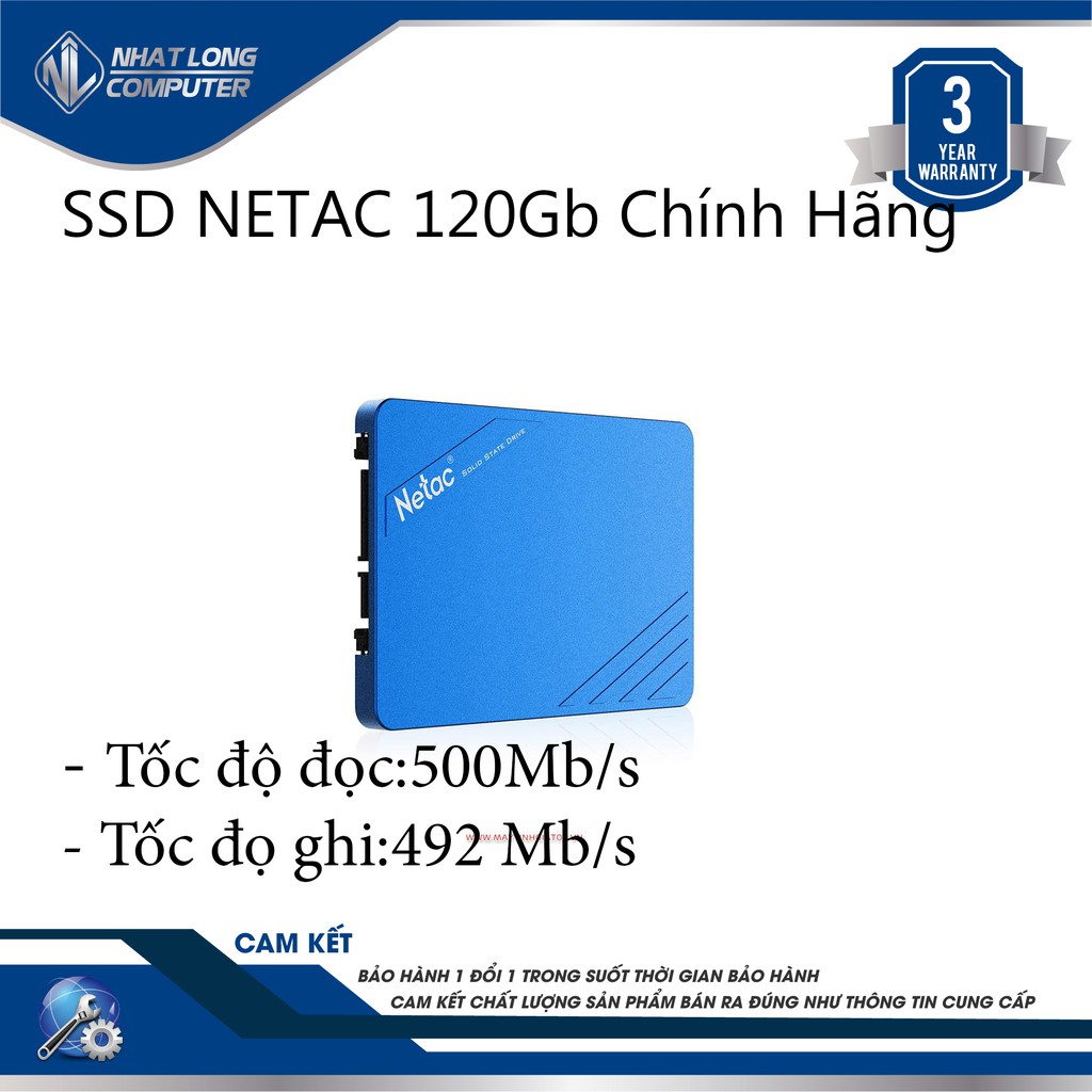 Ổ cứng ssd Netac 120gb Sata3 chính hãng sử dụng cho pc và laptop | BigBuy360 - bigbuy360.vn