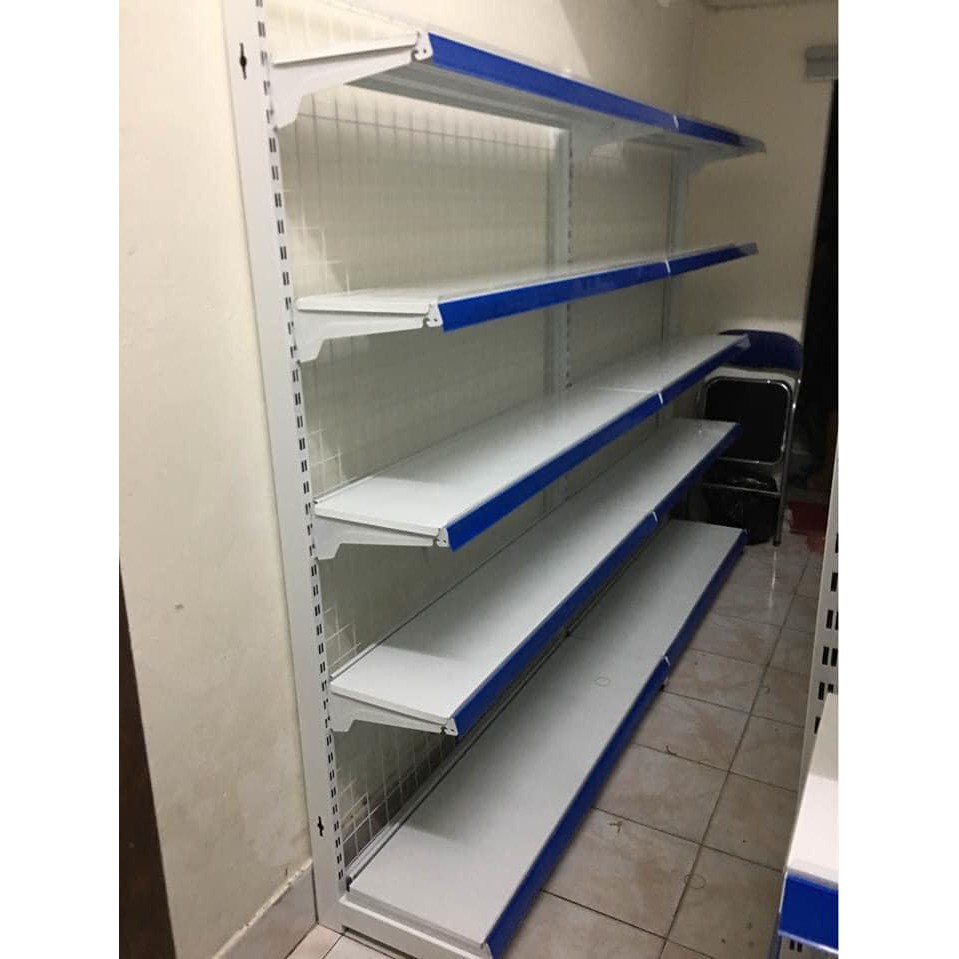 Kệ siêu thị lưng lưới áp tường đa năng dài 2,4m giá siêu rẻ