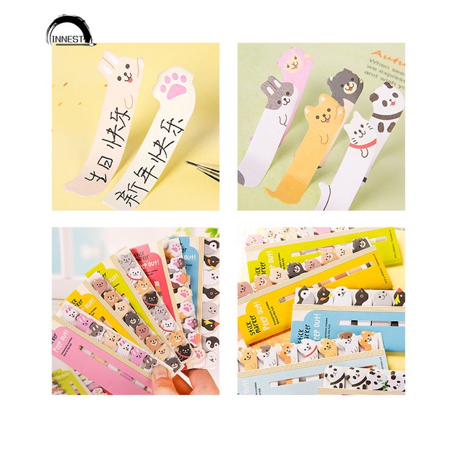 Set Giấy Ghi Chú 8 Trong Một Mini Họa Tiết Động Vật Hoạt Hình Đa Phong Cách