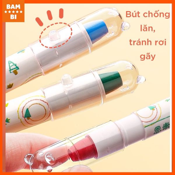 Bút màu sáp xoay/vặn kiêm màu nước Bambi cho bé - Hàng chất lượng 12/24/36/48 màu - 1 hộp