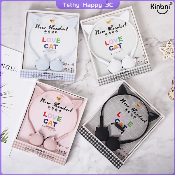 Tai nghe có dây hình tai mèo hoạt hình đáng yêu