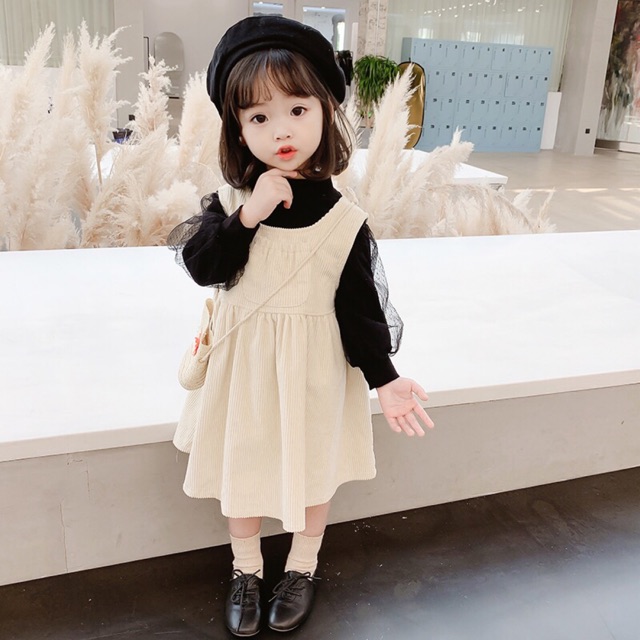Váy bé gái thu đôngchất liệu nhung tăm cao cấp B-A-M STORE