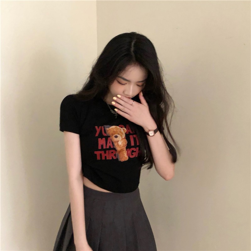 Áo Croptop In Hình Gấu Hoạt Hình Phong Cách Hàn Quốc Cho Nữ | BigBuy360 - bigbuy360.vn