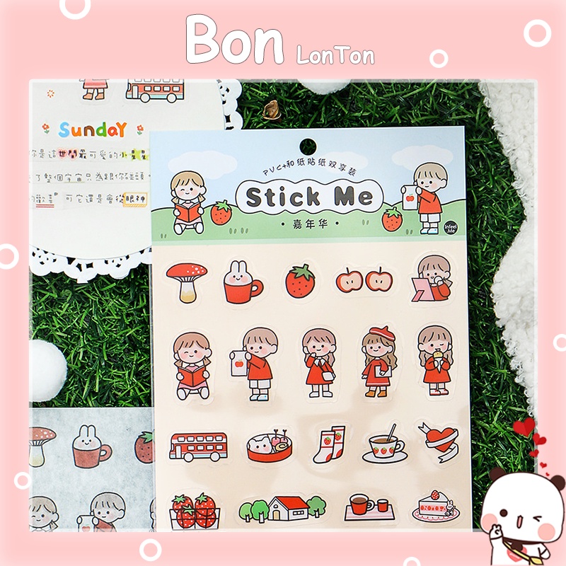 Sticker hình dán dễ thương sáng tạo và giấy bộ nhãn dán sổ trang trí dễ thương phong các Hàn Quốc