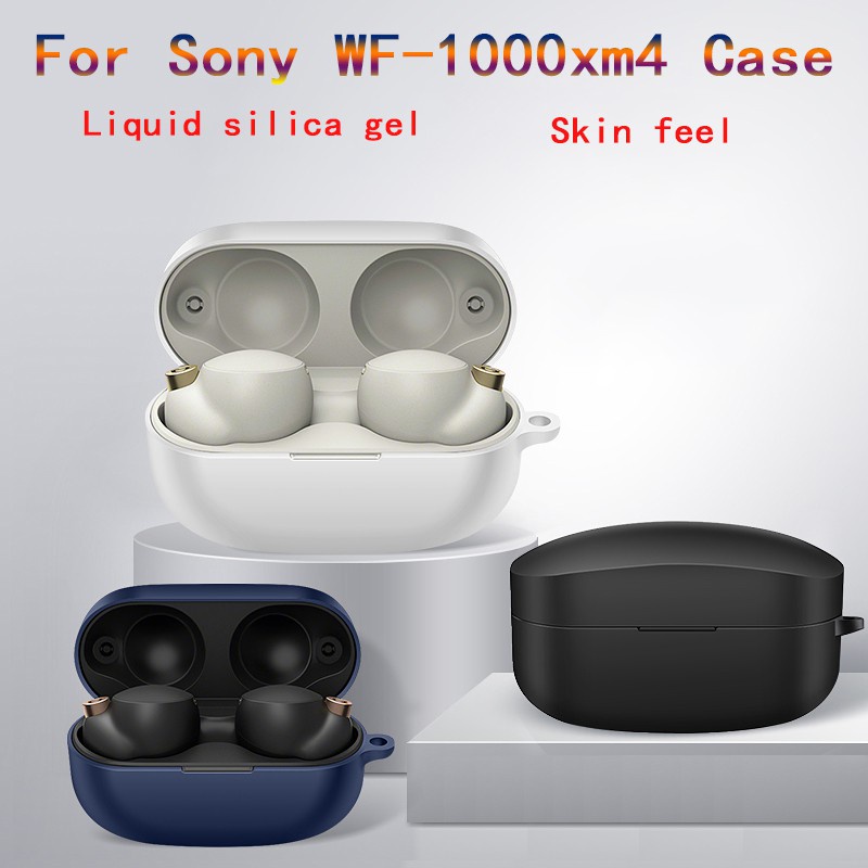 Vỏ bảo vệ hộp đựng tai nghe bằng silicon TPU kèm mềm móc chống thất lạc cho SONY WF-1000XM4