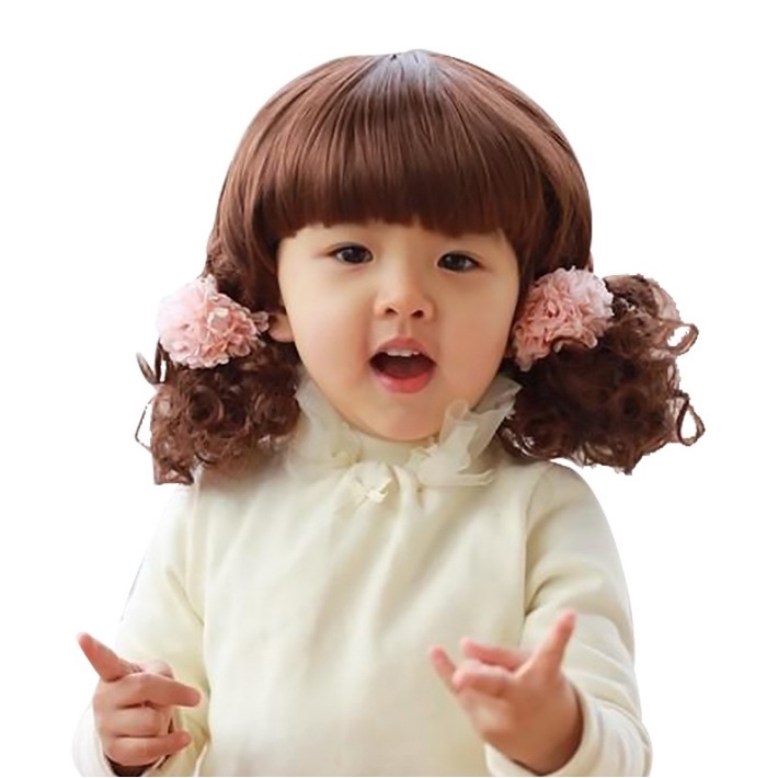 [ FLASH SALE ] - TẶNG CÀI TÓC - Tóc Giả Cho Bé ,Bộ Tóc Giả Nguyên Đầu Dễ Thương Cho Bé Gái