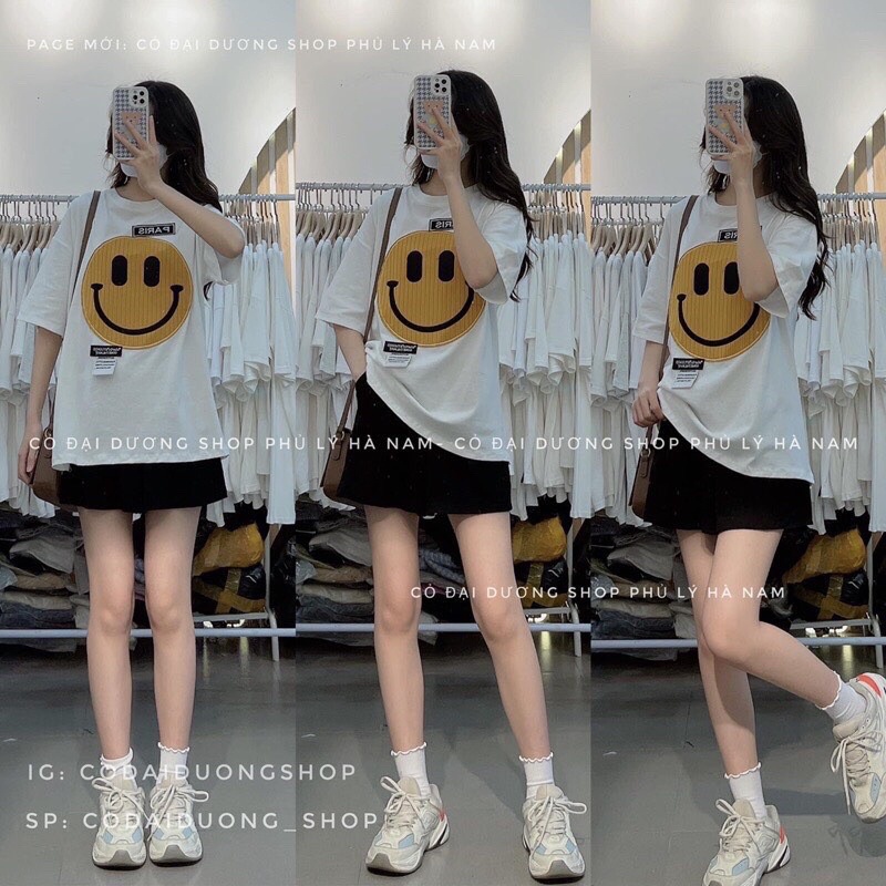 Áo Phông Mặt Cười Nữ Tay Lỡ Hàng Chuẩn Đẹp Mặc Đôi Hay Đơn Dều Đẹp 2022