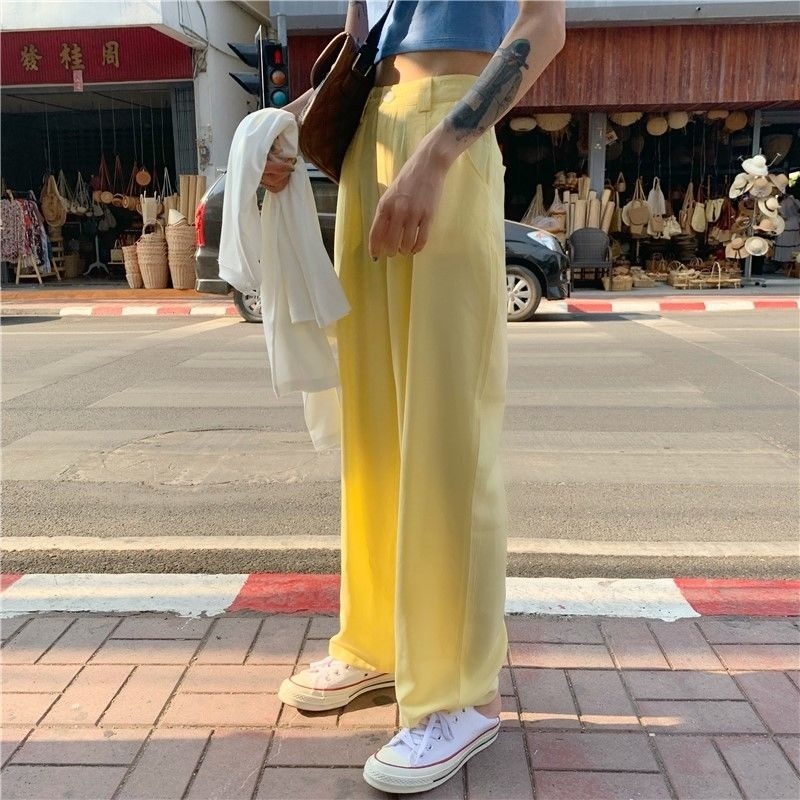 Quần ống rộng Lưng Cao Phong Cách Hàn Quốc Cho Nữ