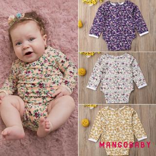 ♬MG♪-Newborn Infant Baby Girls Long Sleeve One Piece Floral Organic Cotton Romper Bodysuit Casual