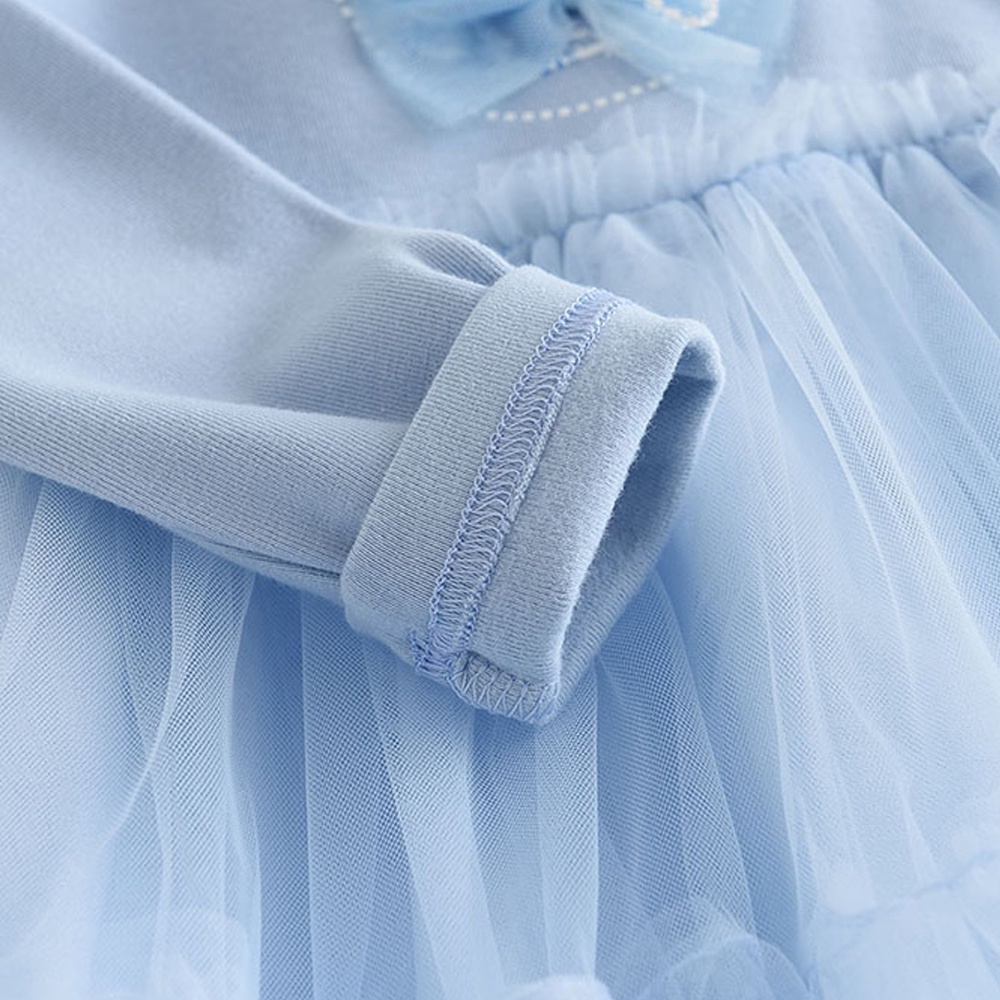 BEAR LEADER Đầm Công Chúa Aisha Tay Dài Phối Lưới Thời Trang Mùa Thu Hàn Quốc Mới Cho Bé Gái 2-6 Tuổi