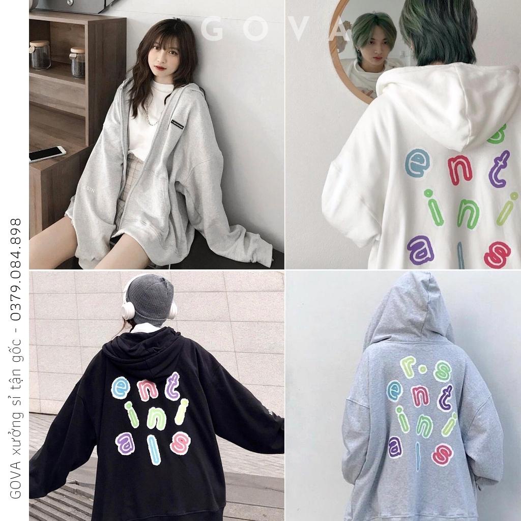 Áo khoác nỉ ❤️ Hoodie Dây Kéo SENTI Ulzzang form rộng Unisex bông 2 lớp trẻ trung GOVA