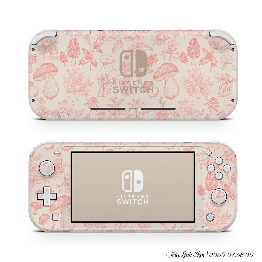 Skin decal dán Nintendo Switch Lite mẫu nấm hồng