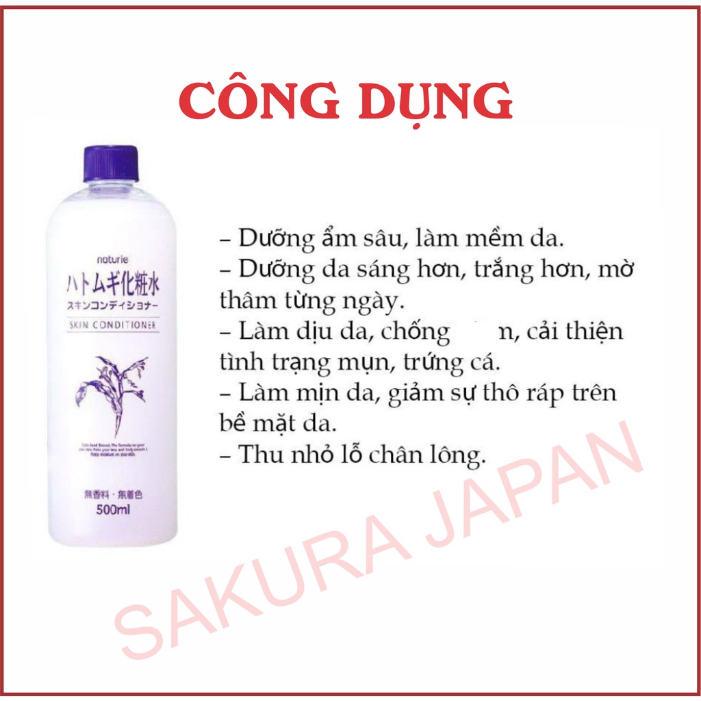 Nước hoa hồng dưỡng ẩm hạt ý dĩ Kumano 500ml