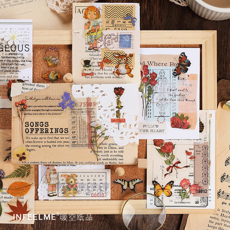 1 Tờ Sticker Dán Trang Trí Sổ Tay Chống Thấm Nước Phong Cách Cổ Điển