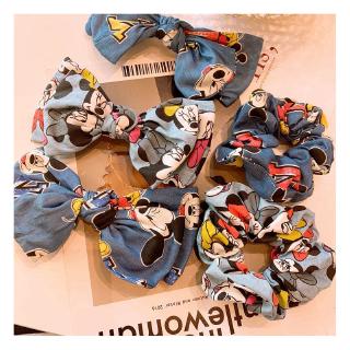 Kẹp tóc nơ denim in hình minnie phong cách retro