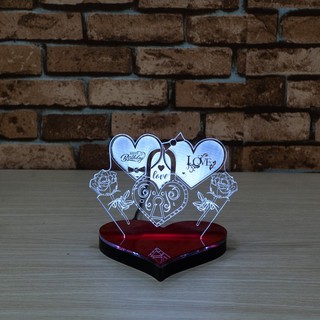 Mô Hình Đèn Led 3D 2 Trái Tim Tình Yêu