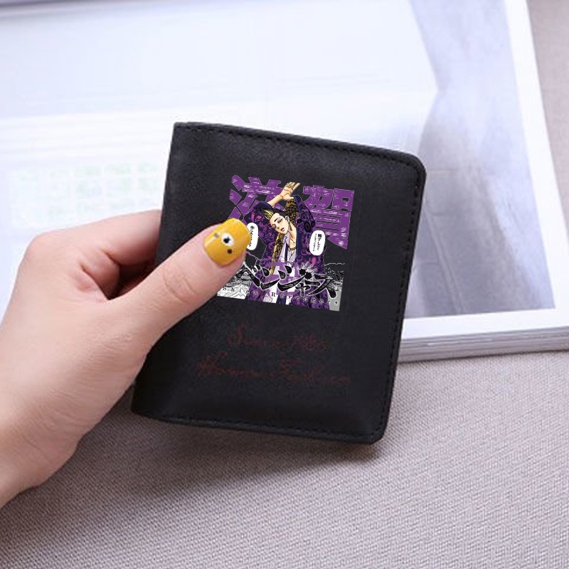 Ví ngắn đen cầm tay in hình nhân vật TOKYO REVENGERS đựng vật dụng nhỏ anime chibi