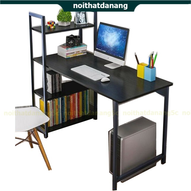 Bàn làm việc khung sắt kèm giá sách sơn tĩnh điện chịu lực cao, bàn vi tính hoặc bàn học, làm việc lắp ráp dễ dàng