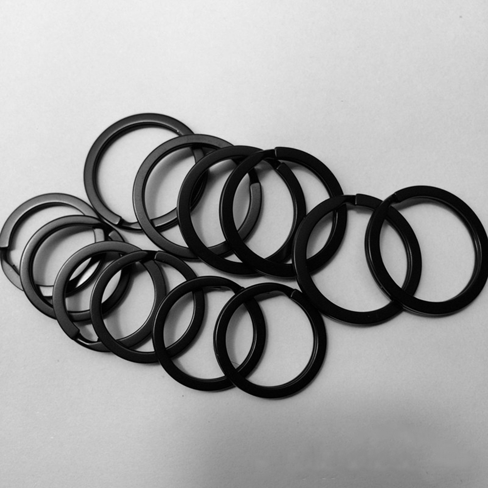 5/10 vòng nhẫn bằng thép kim loại không gỉ màu đen làm móc chìa khoá