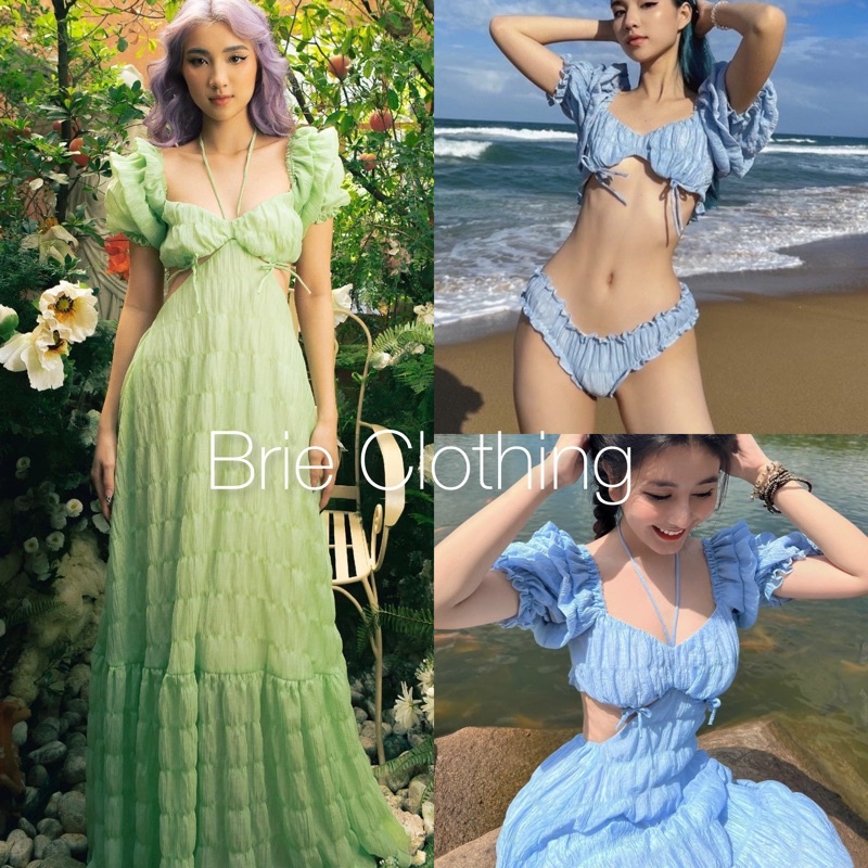 (loại 1)Đầm xốp cánh tiên khoét eo buộc dây cổ BRIE CLOTHING - 248