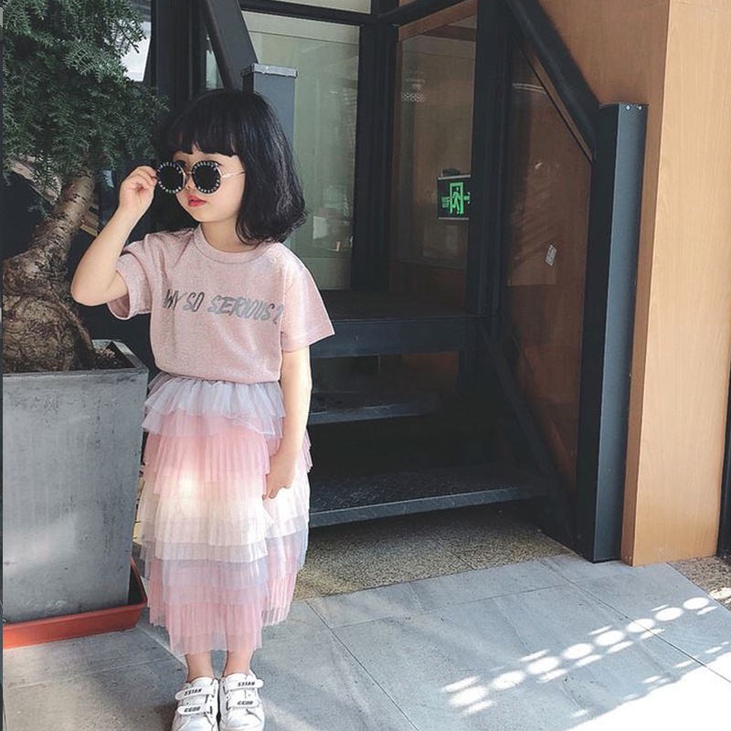 Váy Bé Gái Váy Cầu Vồng Gradient / Váy AKKU