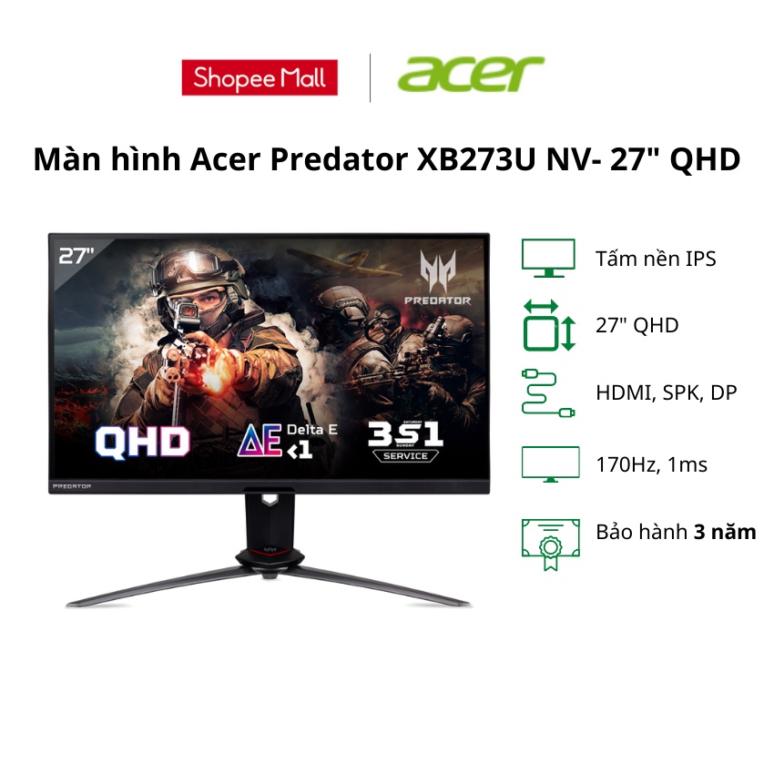 Màn hình máy tính Acer Predator XB273U NV - 27 inch QHD
