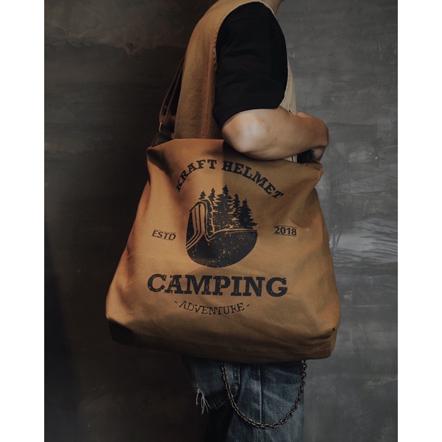 Túi tote Kraft Camping vintage