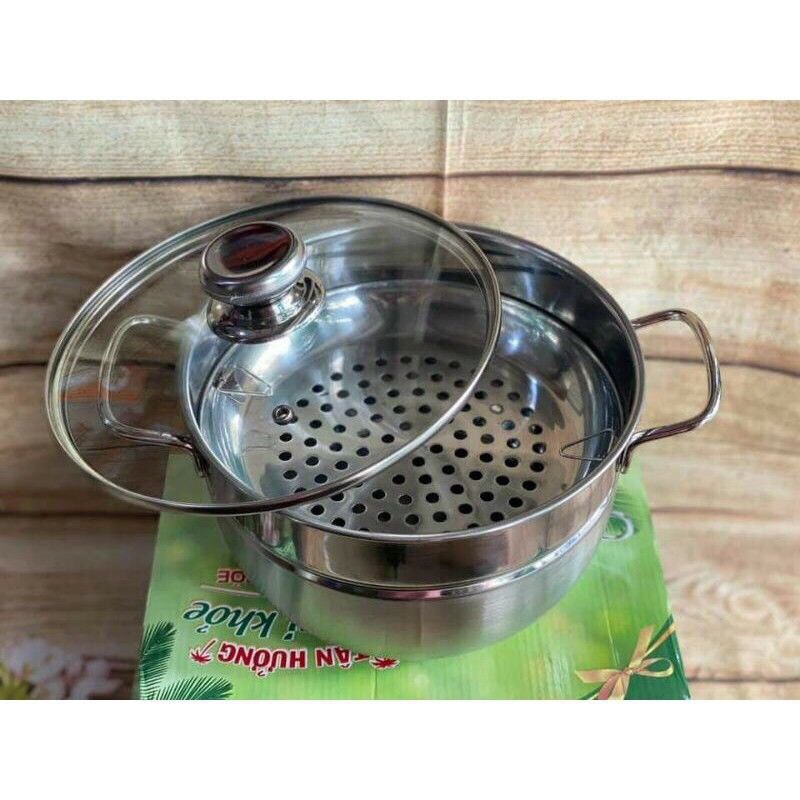 Nồi hấp Inox 22cm ( có thể dùng như nồi nấu canh bình thường)