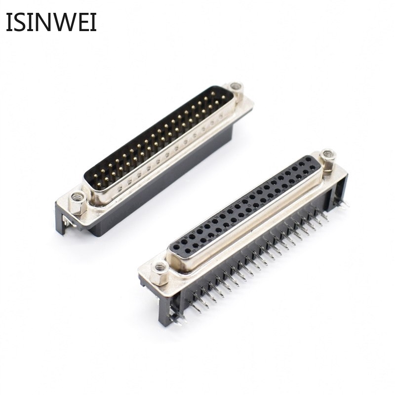 5PCS DR37 DB37 D-SUB Angle Angled 37 Pin Female Male PCB Mount Socket Connector