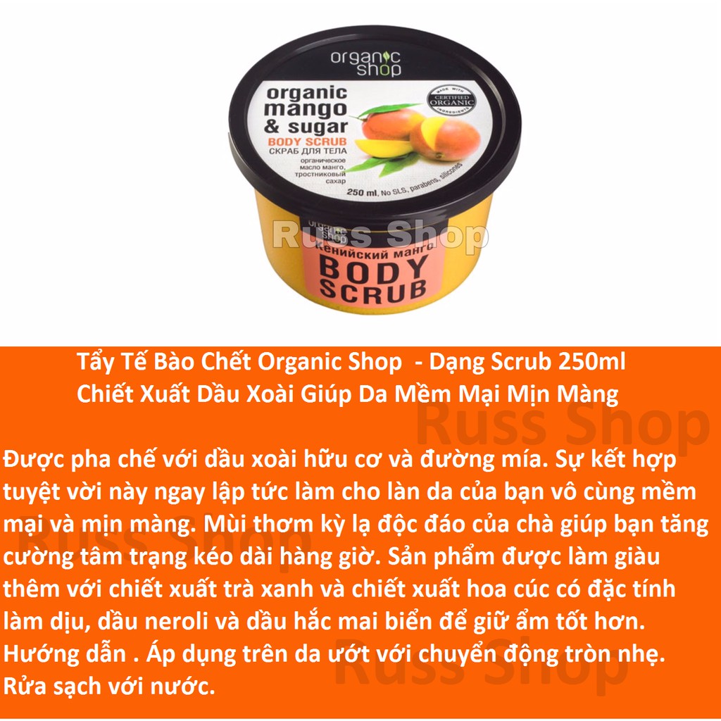 Tẩy Tế Bào Chết Cơ Thể Organic Shop Các Loại