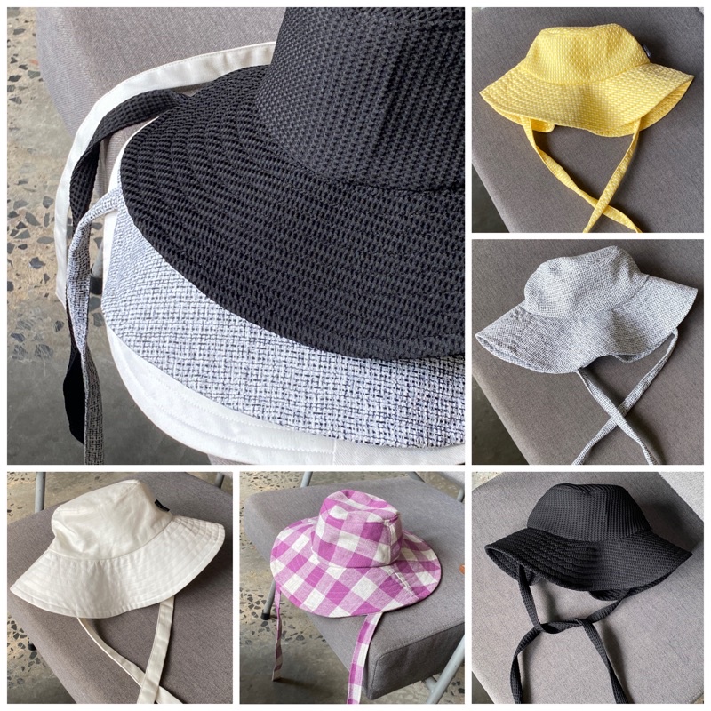Nón tai bèo rộng vành che nắng có dây cột, phụ kiện tô điểm thêm outfit NEE NEE STRAP BUCKET HA