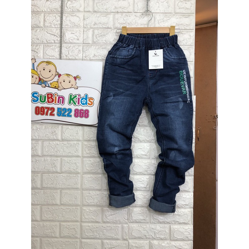 SB9001 - Quần bò quần jean cho bé lớn  xanh sz 35-50kg quần jeans be trai cạp chun