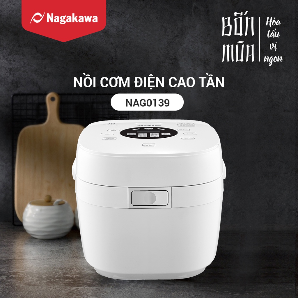 Nồi cơm điện cao tần Nagakawa NAG0139 (1.2L) - 12 chế độ nấu - Giảm tinh bột - Bảo hành 12 tháng