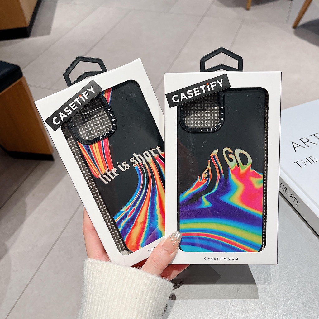 Ốp Điện Thoại Cạnh Thẳng Màu Aurora Cho iPhone13Pro iP12Pro XS iPhone11 12Promax 13Promax 11 12 13 7P