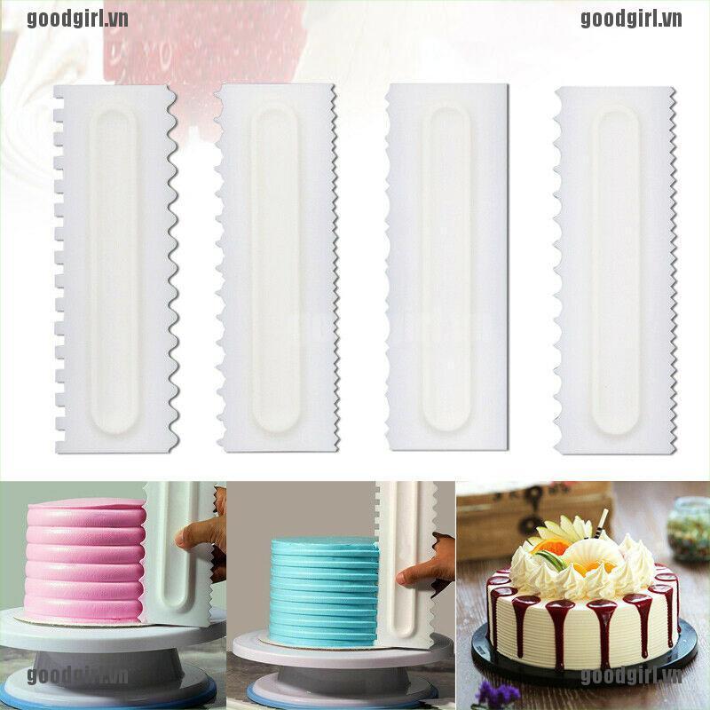 Set 4 dụng cụ chà láng tạo đường vân trang trí bánh kem tiện lợi
